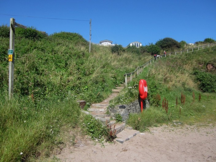 footpath climbing the cliffs off the beach at Eyemouth 