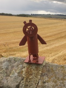 Owl sculpture on a wall